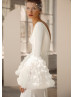 Beaded Ivory Satin 3D Flowers Wedding Dress